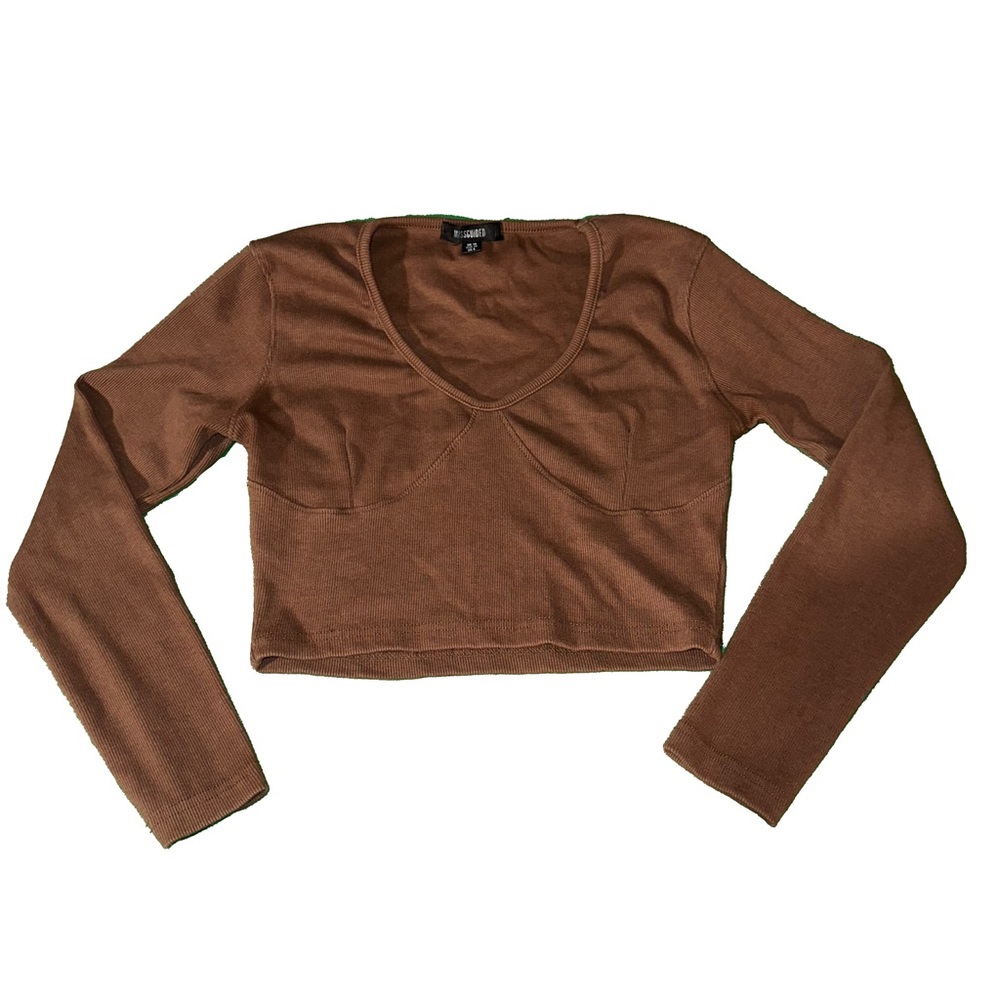 Misguided Lon sleeve Crop Top